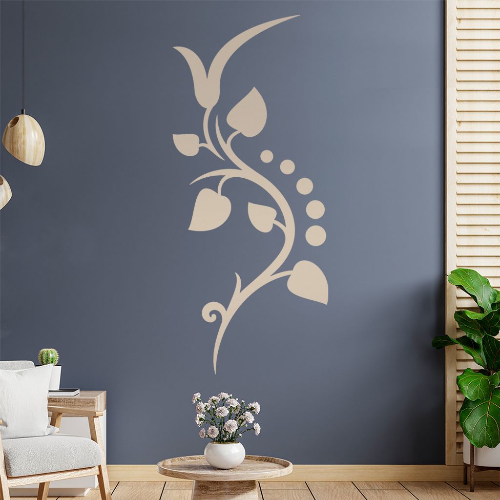 Blätter -Linien Punkte Wandtattoo in 6 Größen - Wandaufkleber Wall Sticker - Dekoration, Küche, Wohnzimmer, Schlafzimmer, Badezimmer
