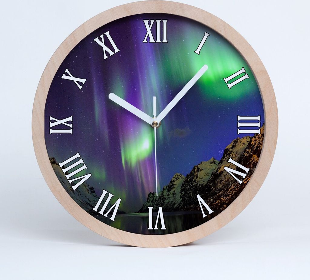 Holzuhr 30fi cm wanduhr - weiße Spitzen - Nordlicht