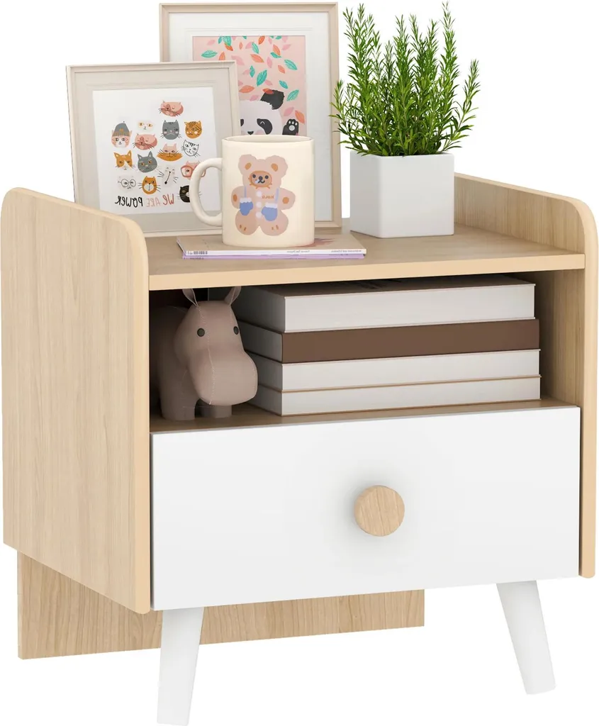 Table de nuit bois gain de place pour chambre enfant 40x32,5 cm marron