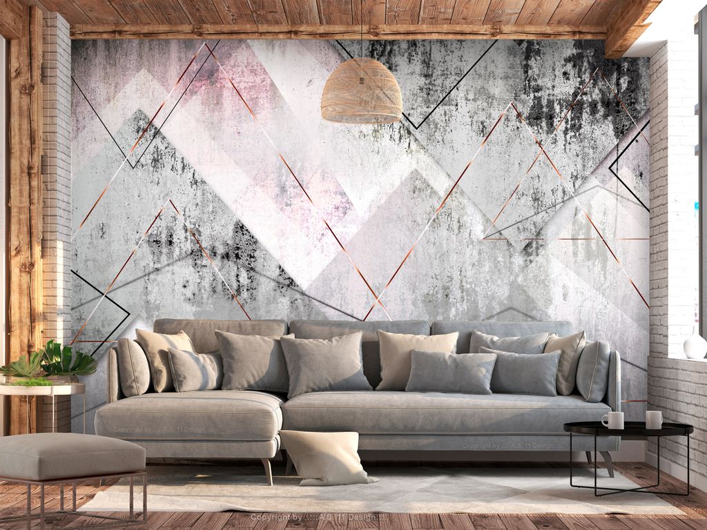 Vlies Fototapete Beton 400x280 cm Tapeten Wandtapete XXL Abstrakt geometrisch grau a-A-0350-a-a