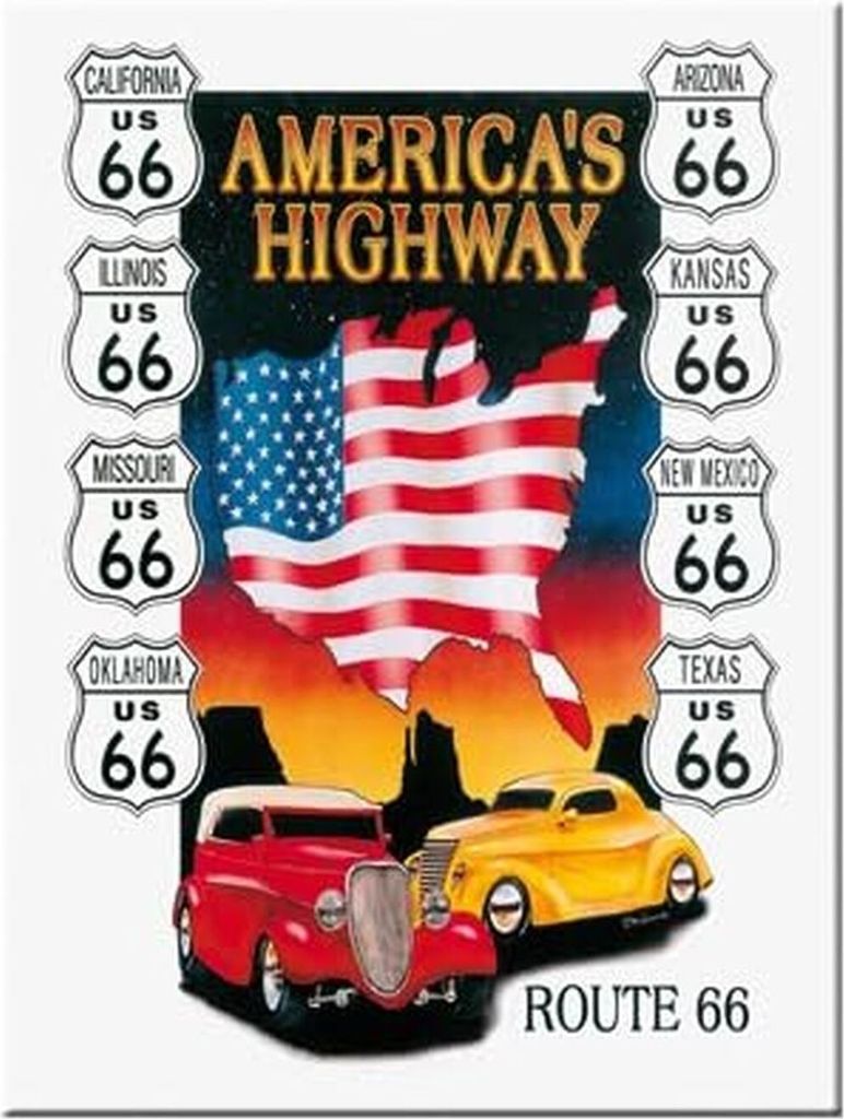 Nostalgic-Art - Magnet 6 x 8 cm - US Highways Route 66 America's Highway