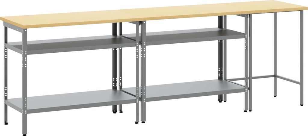 Best Möbel 3- tlg. Werkbank- Set Grau Stahl - Werkbänke CL91589