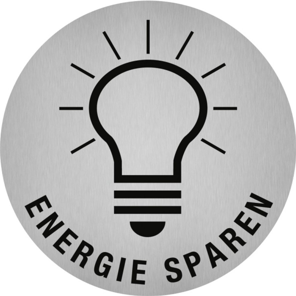 Dreifke Aufkleber - Piktogramm Energie sparen, Edelstahl, selbstklebend, Ø 5...