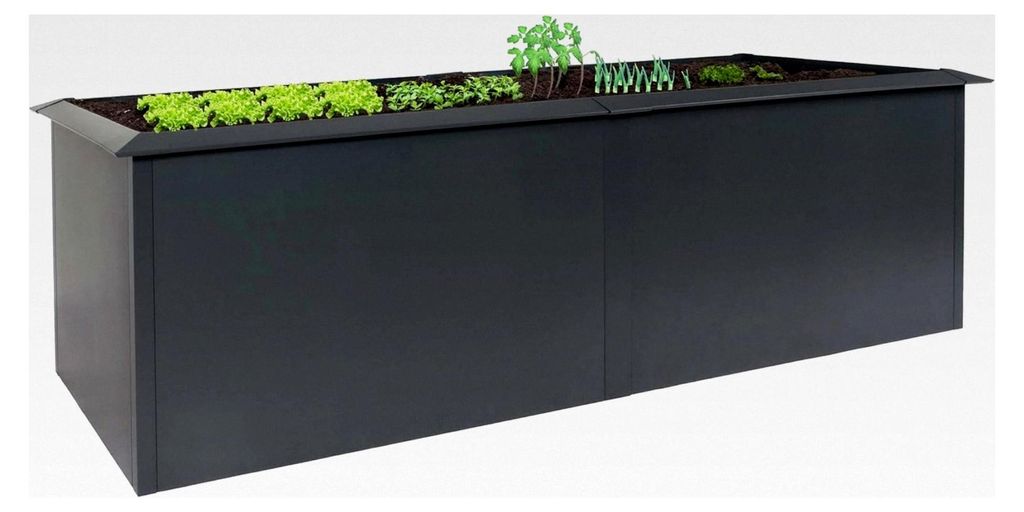 Hochbeet aus pulverbeschichtetem Eisen, Gemüsebeet, Blumenkasten, Pflanzkübel, Schneckenkante 78x250x90cm, anthrazit, 65kg