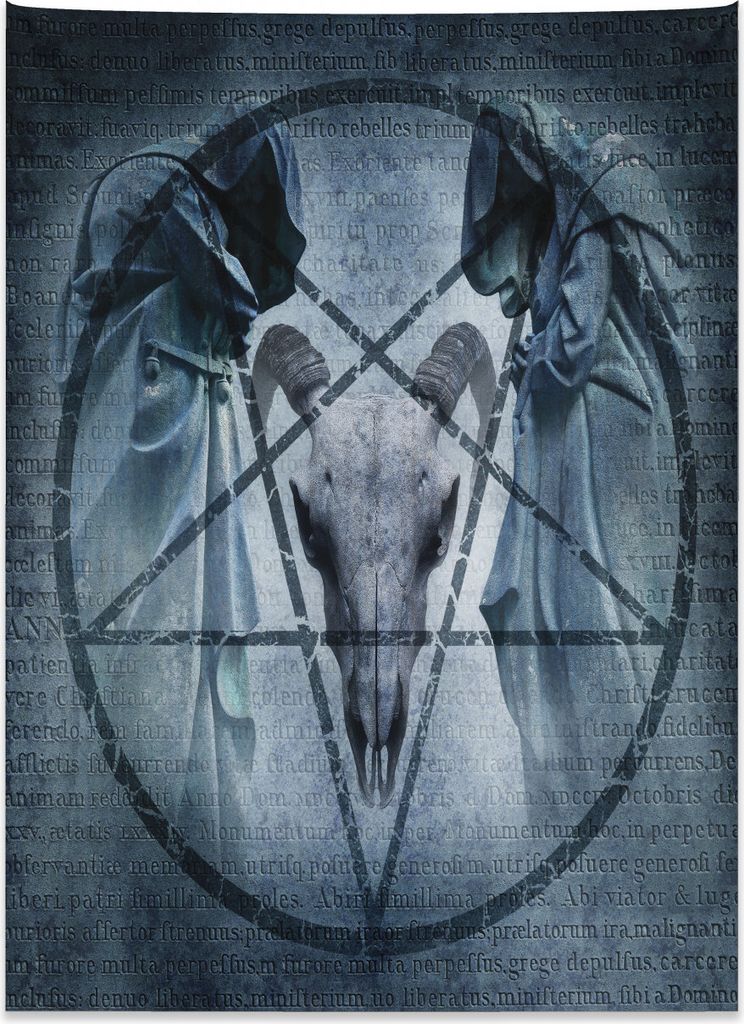 Abakuhaus Horror Haus Wandteppich, Teufel Traum Scary aus Weiches Mikrofaser Stoff Kein Verblassen Klare Farben Waschbar, 110 x 150 cm, Blau