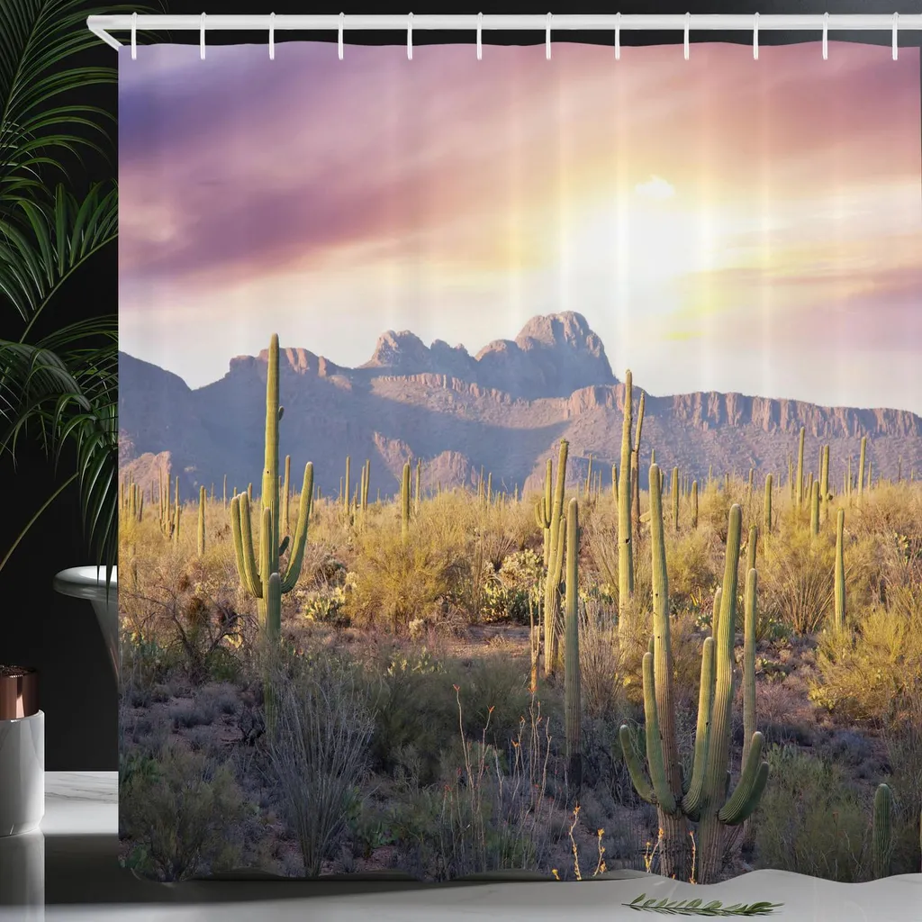 ABAKUHAUS Tenda Doccia Arizona 175x240cm - Tessuto Impermeabile Design Cactus - 4