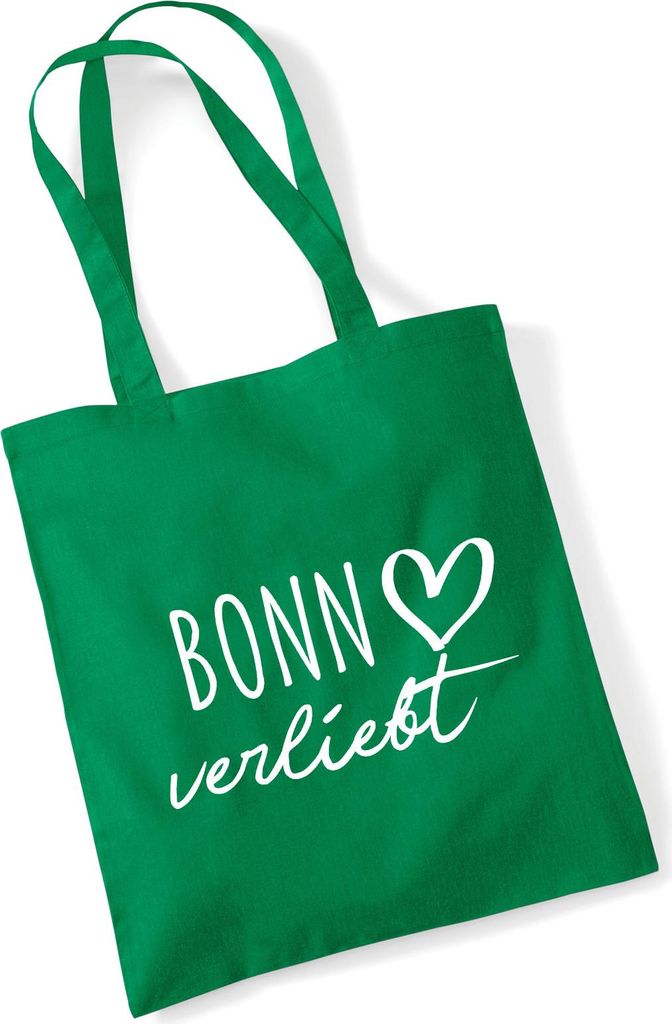 Huuraa Jutebeutel Bonn verliebt 10 Liter Kelly Green Baumwolle Tasche Geschenkidee