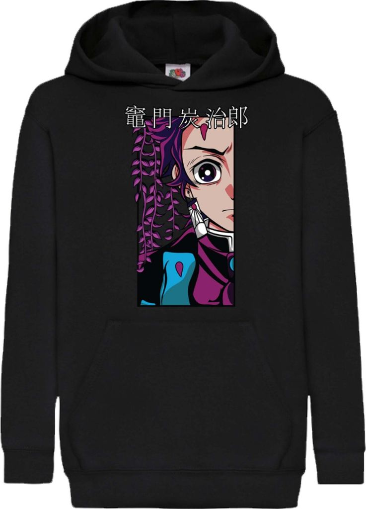 Kinder Kapuzenpullover Demon Anime Slayer Kimetsu No Yaiba Tanjiro Kamado 001, 5-6 Jahr - 116 / Schwarz