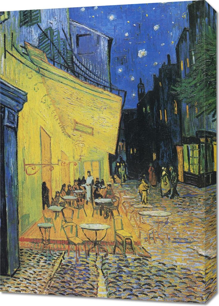 Bild 50x70cm Café Terrasse bei Nacht, Van Gogh Vintage für das Wohnzimmer
