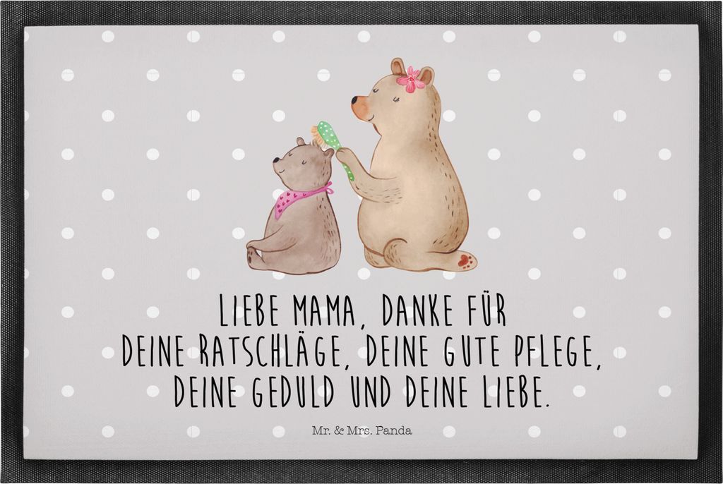 Mr. & Mrs. Panda teppichmatte Bär Kind 50 x 75 cm - Grau Pastell - Geschenk, Bodenvorleger, Mom, Schmutzfänger, Muttertag, Türmatte, Fußabstrei...