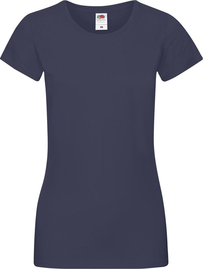 Fruit Of The Loom Damen Lady-Fit Sofspun T-Shirt, Kurzarm, Rundhalsausschnitt RW3302 (XL) (Marineblau)