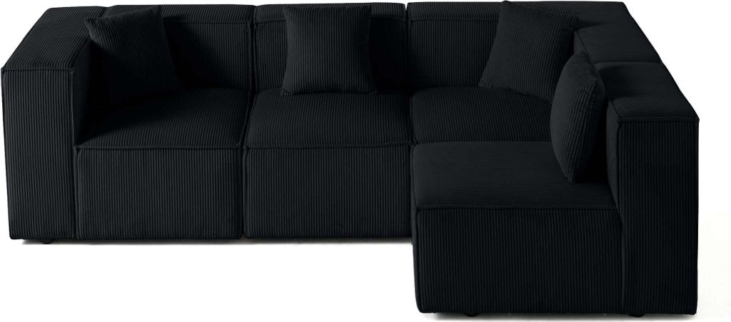 Lisa Design Arty - modulares Ecksofa rechts 5-Sitzer - Cord , Schwarz