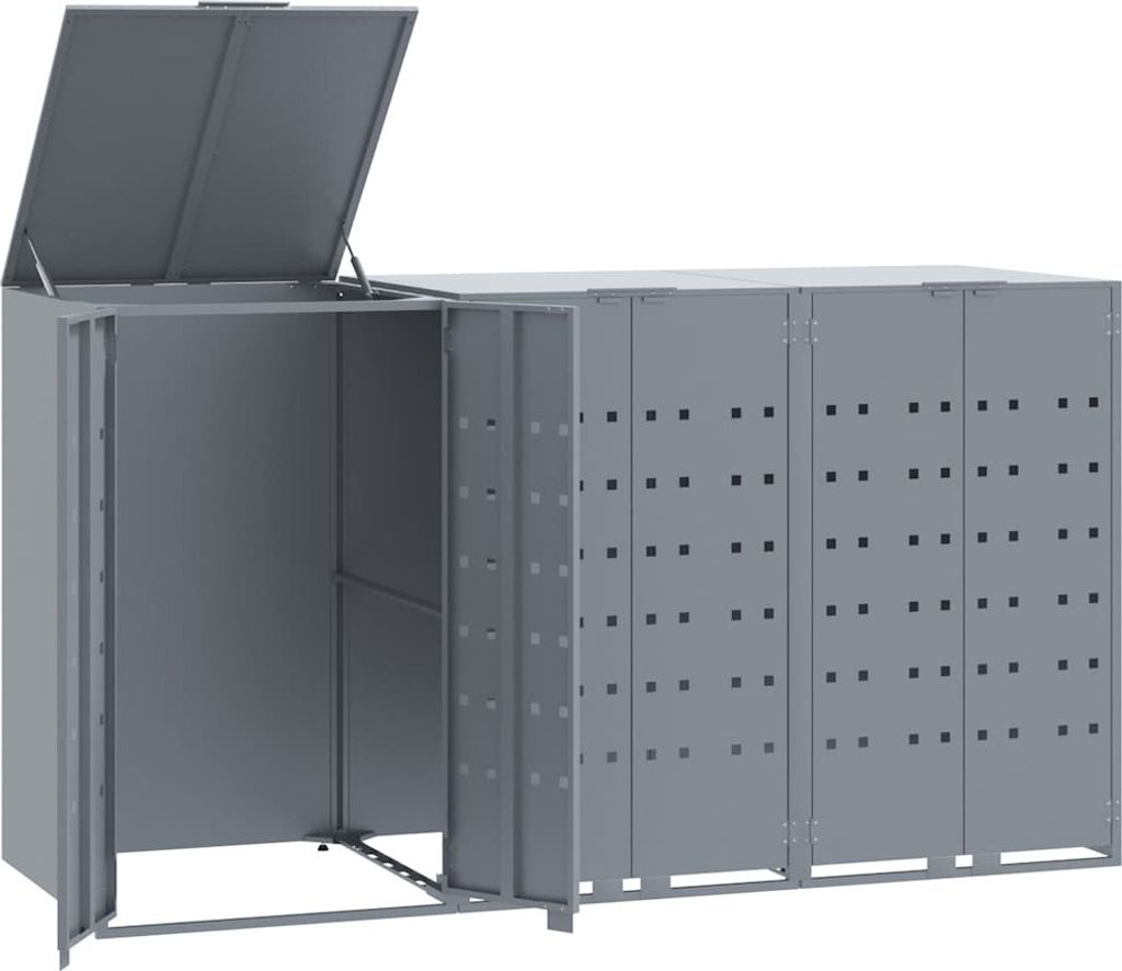 vidaXL Mülltonnenbox für 3 Tonnen Grau 207x79x117 cm Stahl