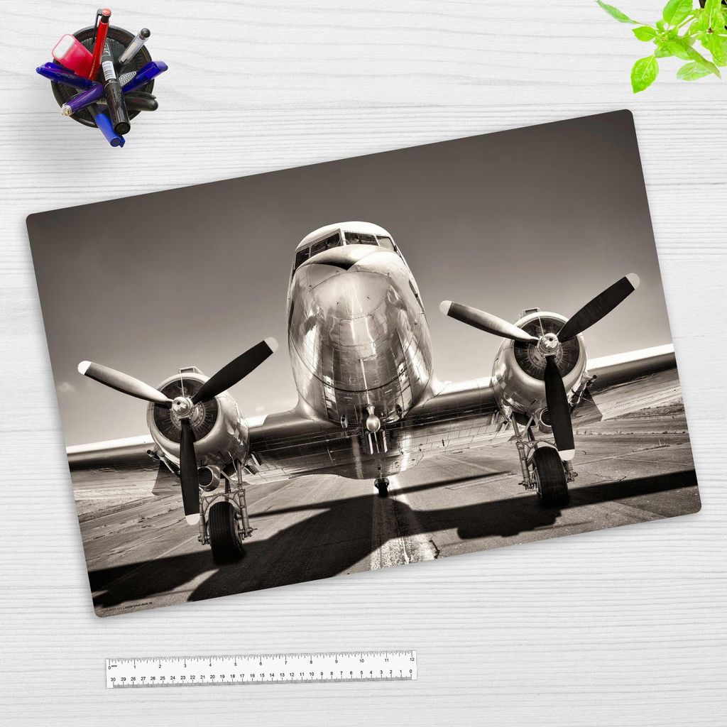 Schreibtischunterlage für Kinder und Erwachsene - Flugzeug-Oldtimer - 60 x 40 cm - aus Premium Vinyl - Germany