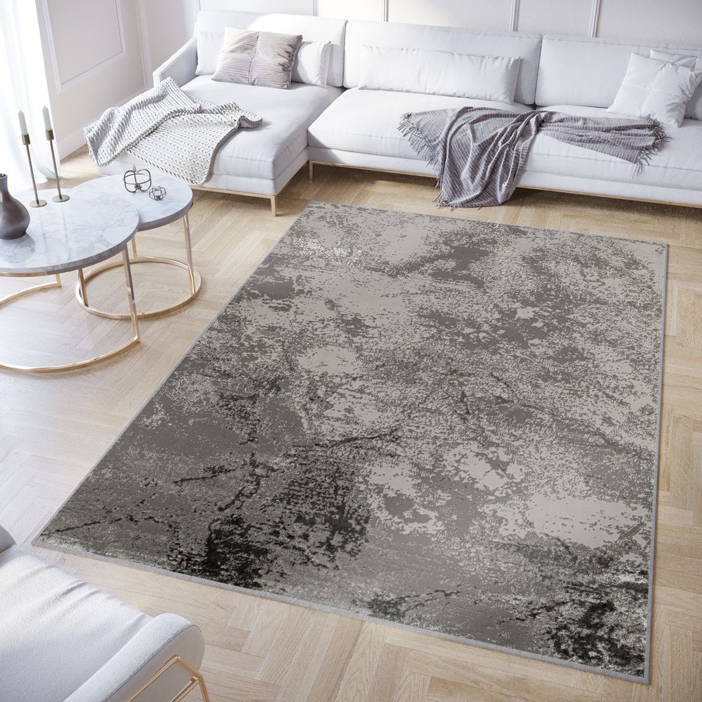 Tapiso Koberec Crystal Modern Light Grey Black Obývací Obrázek produktu 