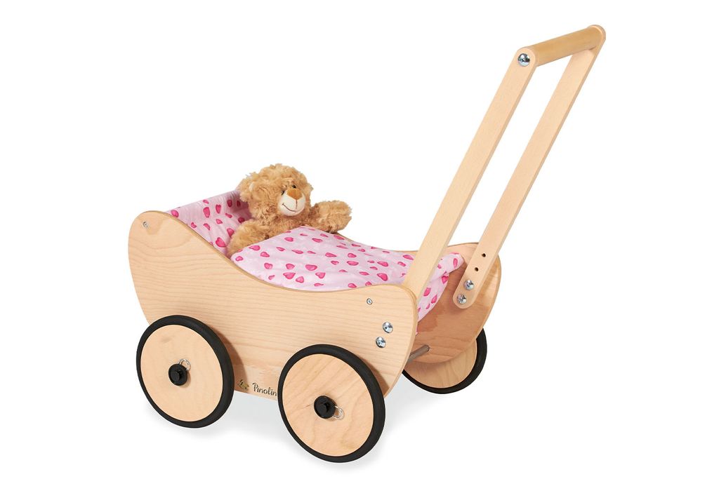 Puppenwagen 'Trixi', inkl. Bettzeug Dessin 'Herzchen', rosa Produktbild 
