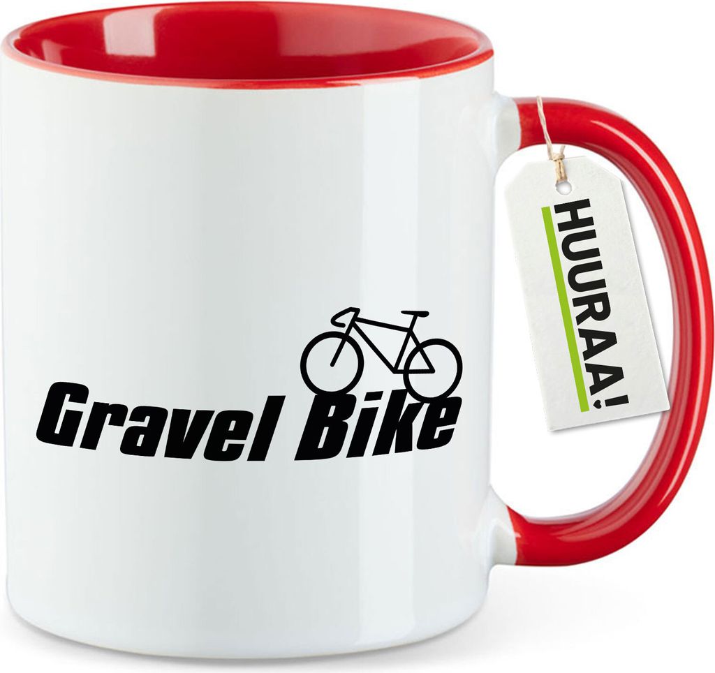 Huuraa Teetasse Gravel Bike Fahrrad Geschenk 330ml Rot Gravel Bike Präsent