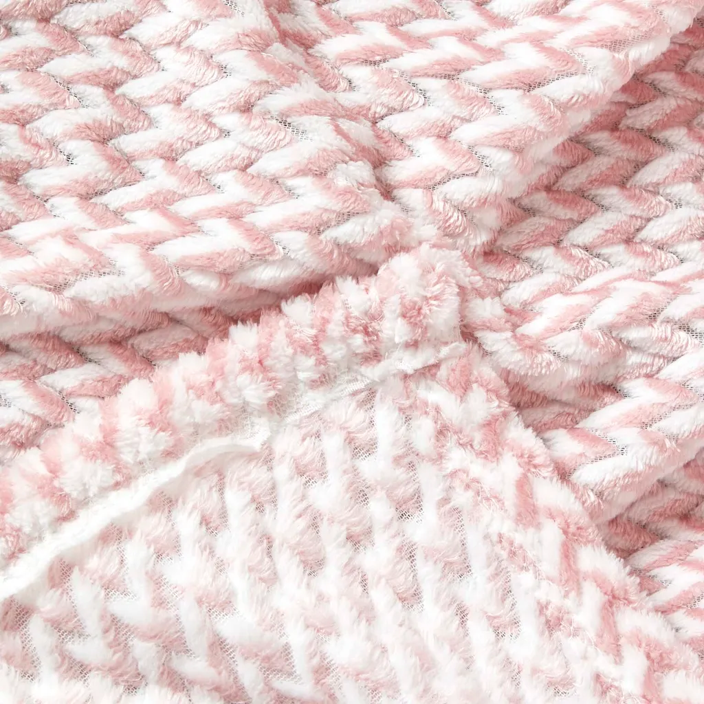 Couverture Jacquard Mora en Velours Rose Homescapes 200 x 230 cm - 3