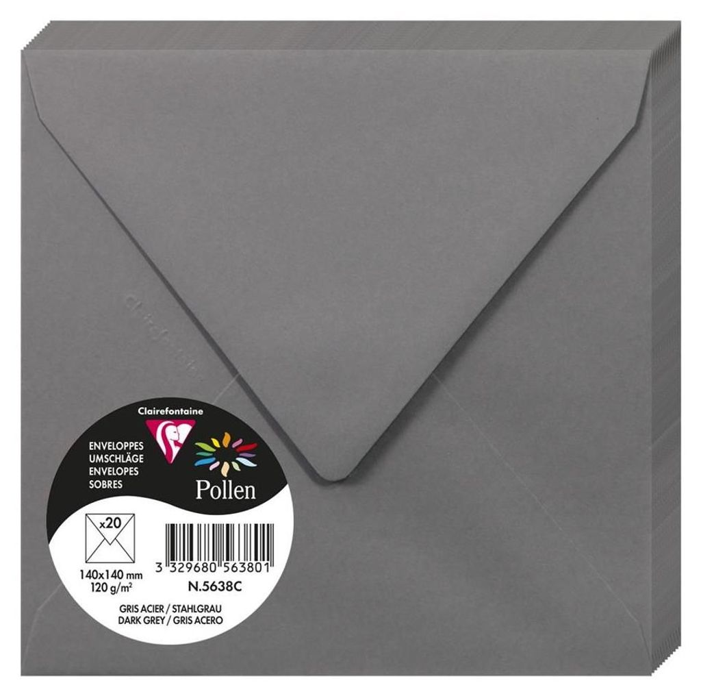 Clairefontaine Umschläge Pollen dunkelgrau 140x140 mm 20 Stück