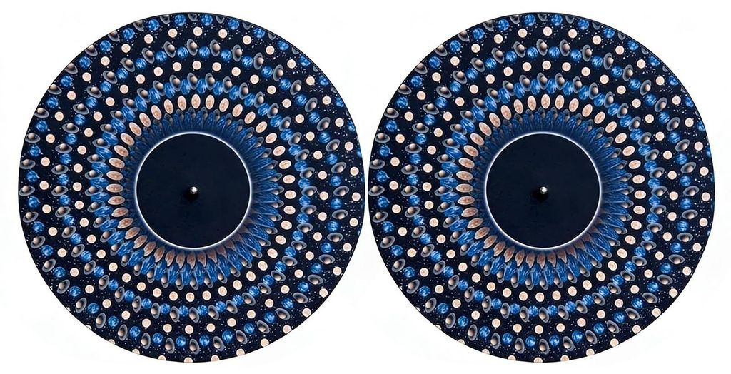 2 Stück Zoetrope Slipmat 12 Zoll Animierte optische Täuschung Plattenspielermatte Visuelle Kunst trifft Vinylkultur Rutschfeste Filz-Plattenspiel...