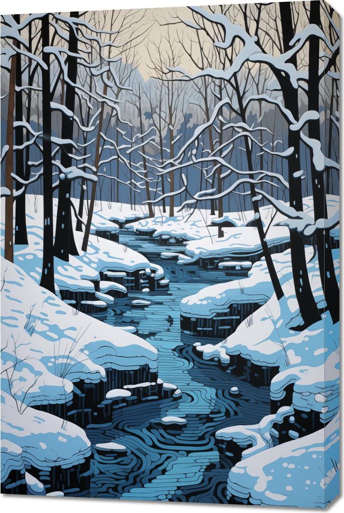 Bild 60x90cm Fluss im Winter