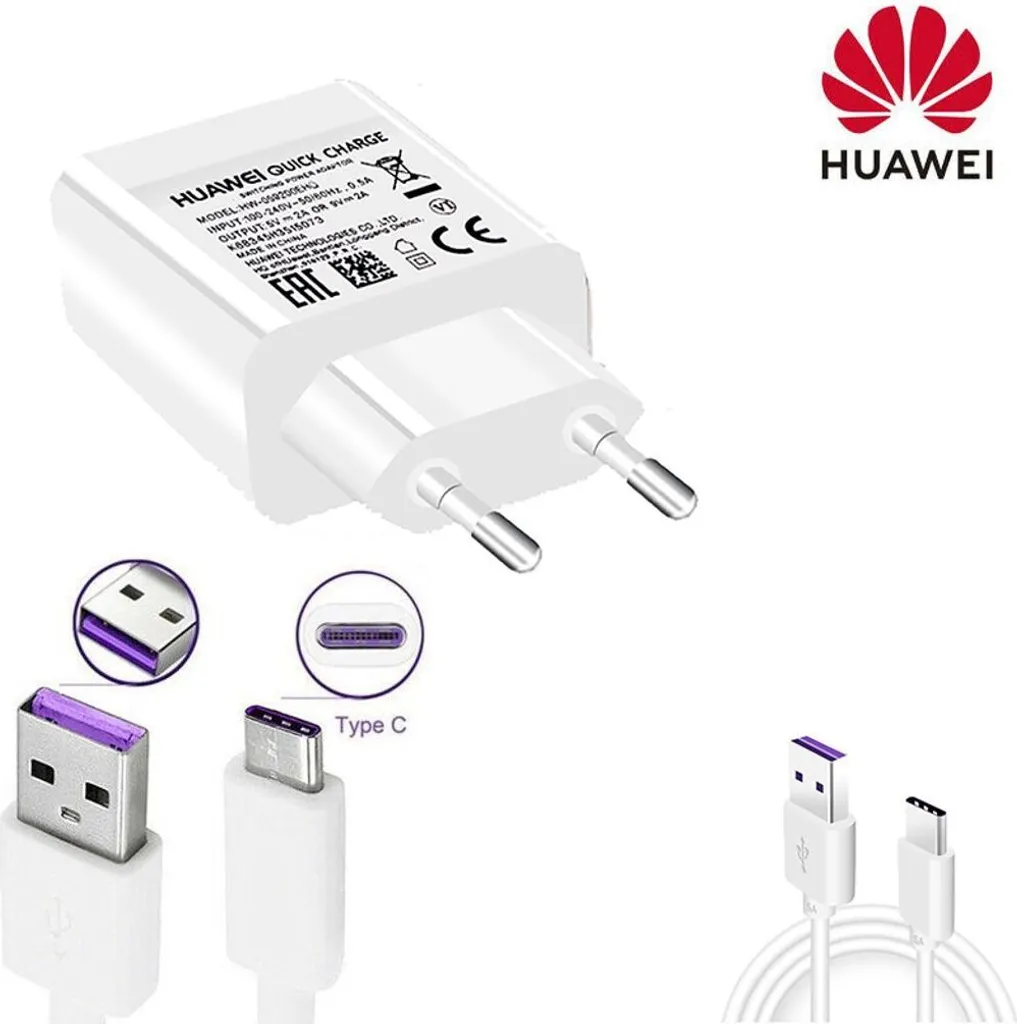 Kit Ricarica Huawei da Viaggio: Alimentatore 18W e Cavo USB-C