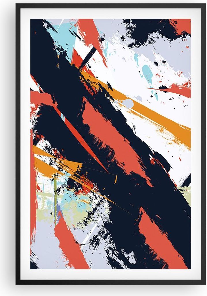 Gerahmtes Poster - Schwarzer Rahmen - Abstraktion Graffiti Modern - 61x91,5 cm - Wand Bild - Wanddeko - Wandbilder - Wandposter - Bilderrahmen - Bi...