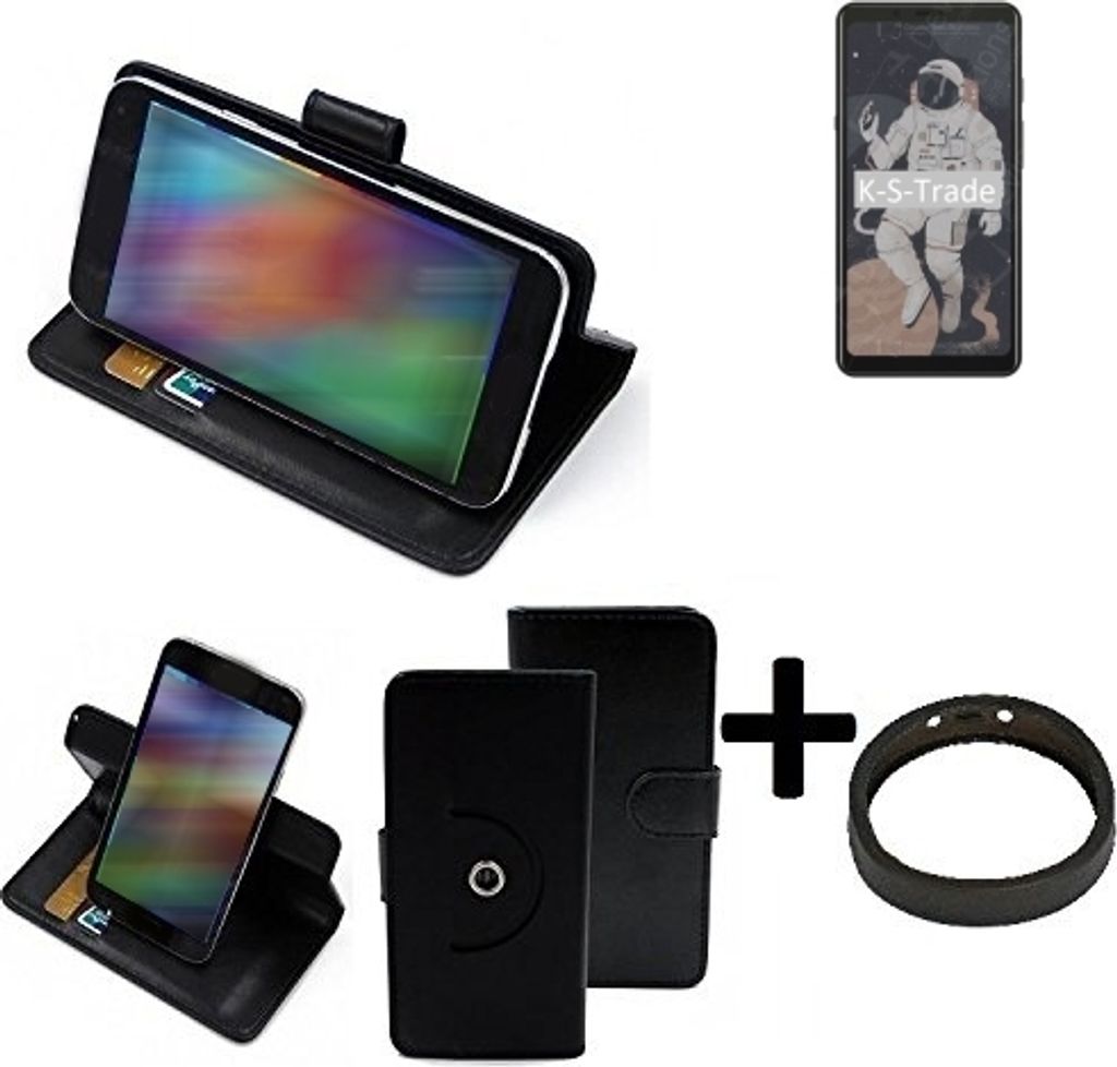 K-S-Trade Case Schutz Hülle kompatibel mit HiSense A5C + Bumper Handy Hülle Flipcase Smartphone Cover Handy Schutz Tasche Walletcase schwarz