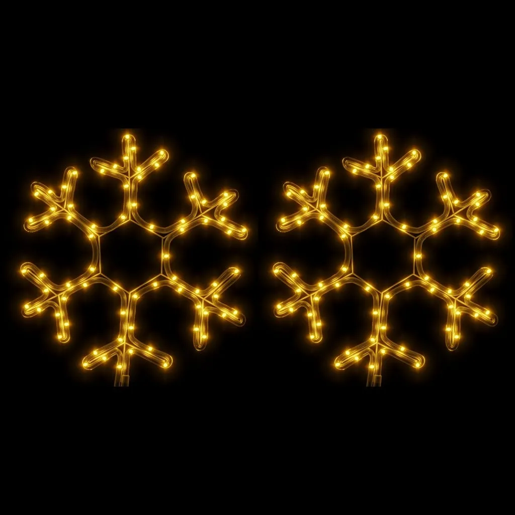Lot de 2 Décorations Lumineuses Flocons de Neige LED Blanc Chaud
