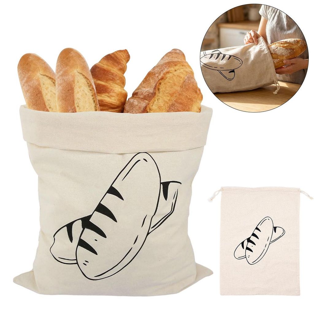Leinen-Brotbeutel 2er Set, 40x30 cm, wiederverwendbar, Produktbild 