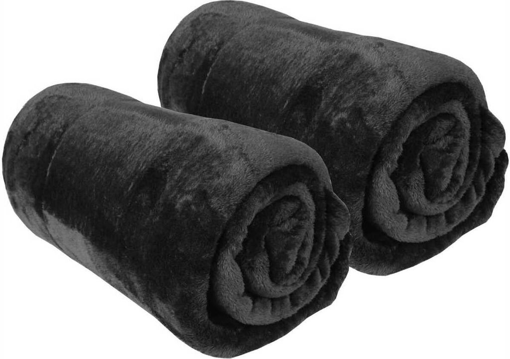 Kuscheldecke "Celina" im 2er Pack - hochwertige Flauschige Decke, 180 x 220 cm - Schwarz