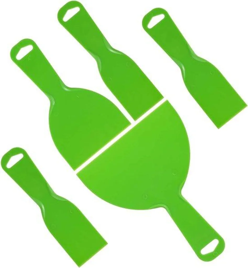 Lot de 5 spatules de peintre en plastique vert pour plâtre et ratissage