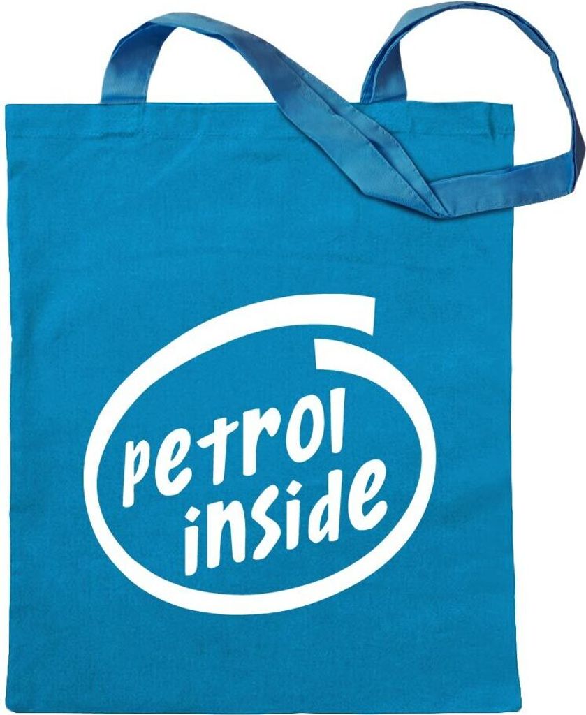 Kiwistar - Baumwolltasche - hellblau - Petrol Inside Auto - Tragetasche Stoffbeutel Umhängetasche Langer Henkel