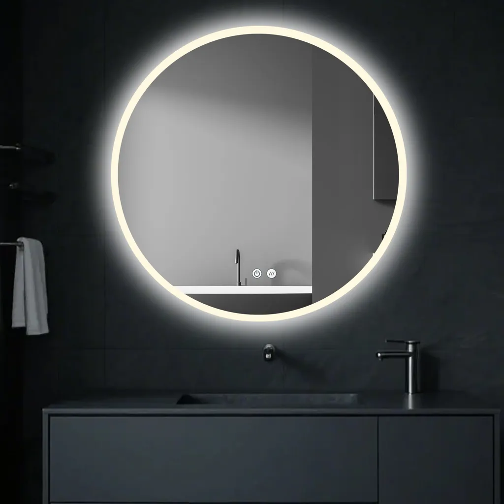 Fini la buée avec ce miroir LED 60cm tactile à mémoire de luminosité