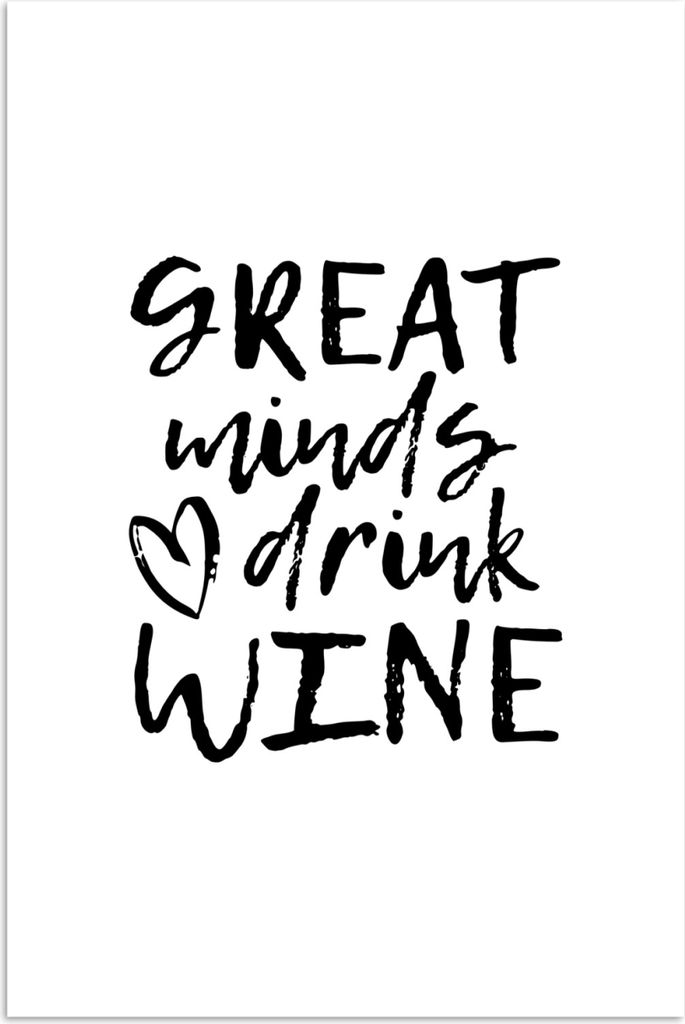 MuchoWow Poster Weinzitat "Große Geister trinken Wein" mit Herz 120x180 cm - Kunstposter