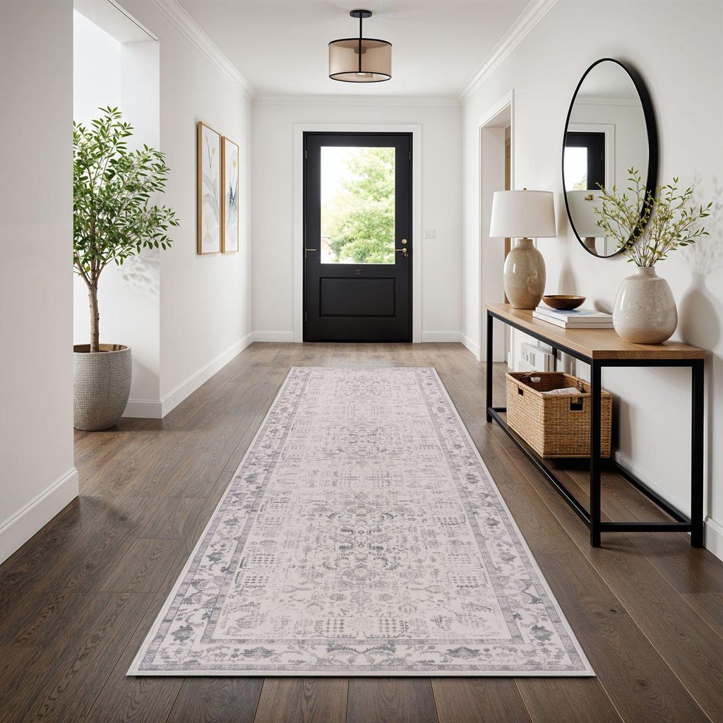 TT Home Boho Vintage Teppich Wohnzimmer Kurzflor – Retro Design, rutschfest & pflegeleicht, modern für Esszimmer & Flur Waschbar Größe 80x300 cm