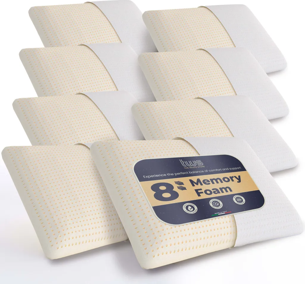 Oreiller à Mémoire de Forme Hypoallergénique et Respirant - Set de 8