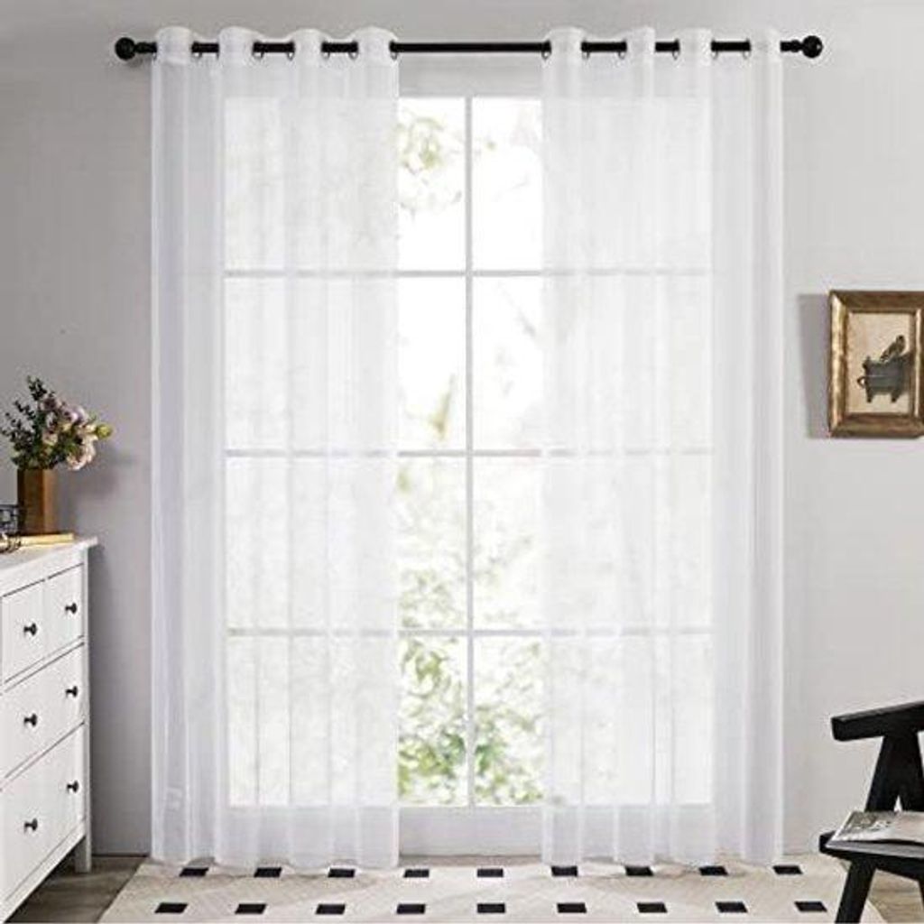 Weisse Vorhanggardine 140x245cm 2-teilig