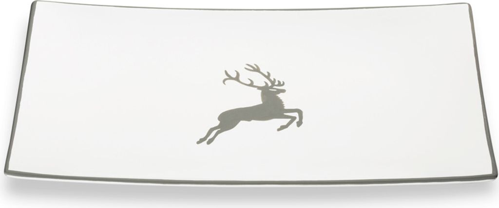 Gmundner Keramik Grauer Hirsch Tablett 30 x 20 cm