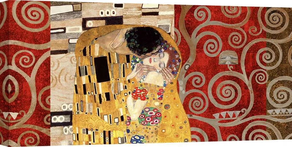 Quadro su tela - Gustav Klimt, Il bacio (peltro) - 70x35 cm