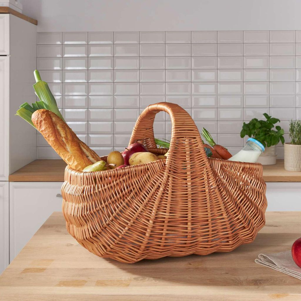 Großer Einkaufskorb Muschel Weide braun 50x32cm Produktbild 