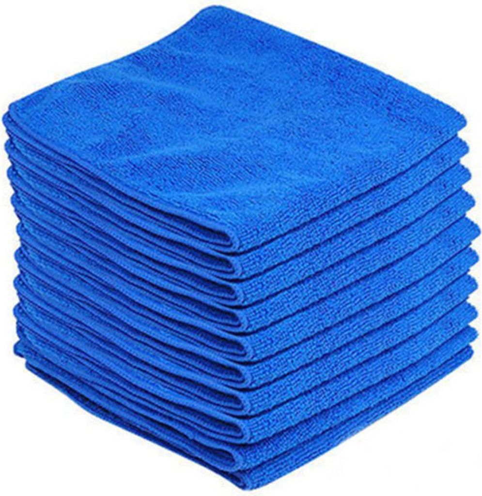 10PCS Mikrofaser Reinigungstücher Waschtuch blau für Auto Polieren Wachs Detaillierung Trocknung