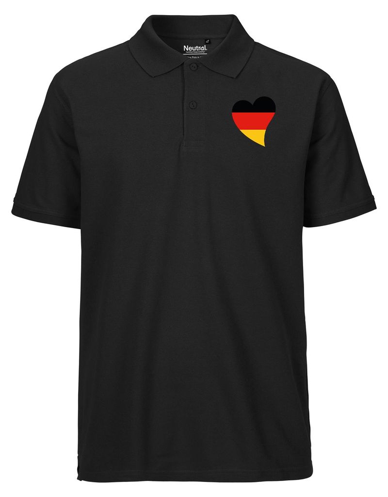 Huuraa Herren Polo Shirt Deutschland Flagge Herz M Black Bio Baumwolle Fairtrade Poloshirt Geschenkidee