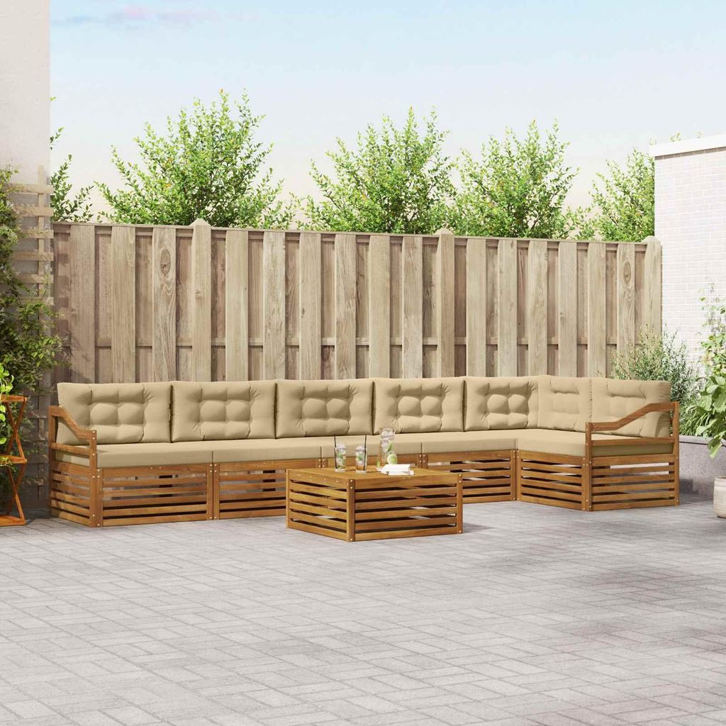 (Robust Möbel)Outdoor-Sofagarnitur - CLORIS - Balkonmöbe/Sitzgruppe - mit Kissen 7 pcs - Moderne Design - Natur und Beige - Gartensofas NeuM...