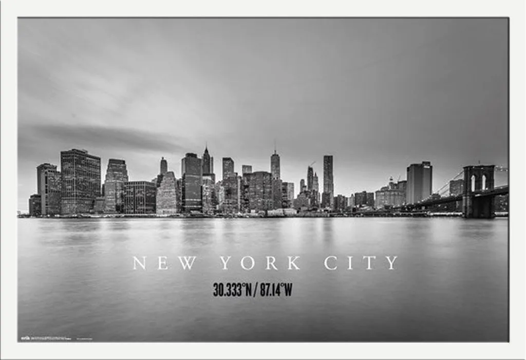 Offerta Poster New York Skyline + Cornice Bianca Shinsuke® 61x91,5