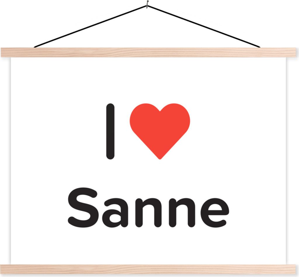 MuchoWow Textilposter Ich liebe - Sanne - Mädchen 60x45 cm mit holzfarbenen Rahmen - Bild