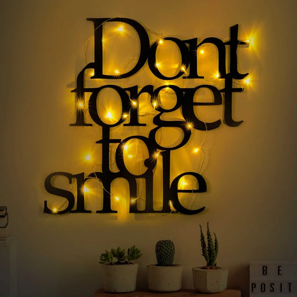 Wallity, Dont Forget To Smile 183, decorazione da parete, nero, metallo, 67 x 70 cm