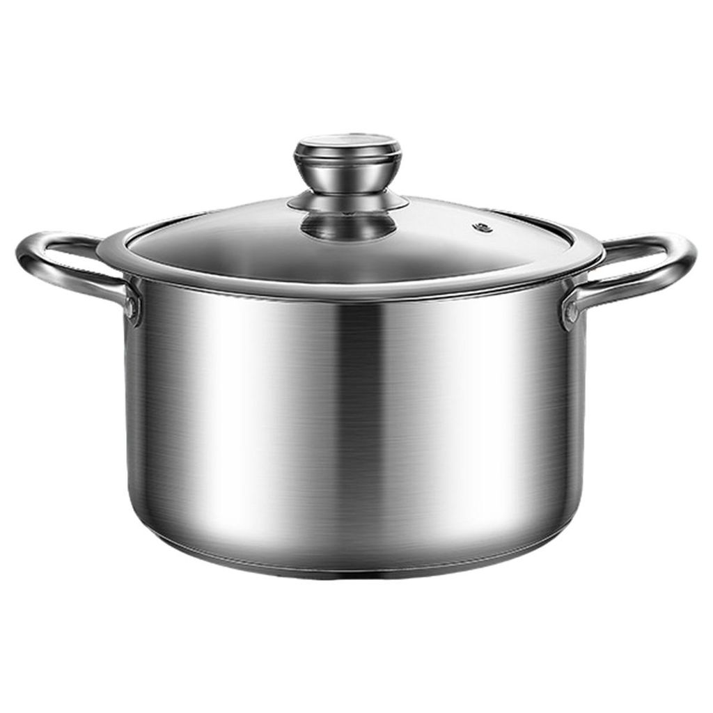 Kochtopf Edelstahl, Groß Topf Nudeltopf Induktion,mit 3-Lagen Boden für alle Herdarten, Glasdeckel, 26cm Suppentopf Fleischtopf zum Kochen