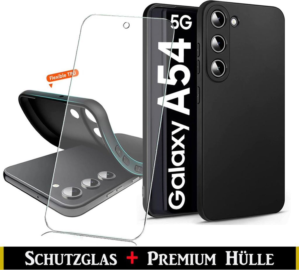 Für Samsung Galaxy A54 5G - Schwarz Silikon Schutz Hülle + Produktbild 
