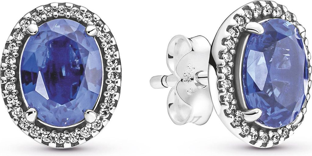PANDORA Damen Ohrstecker aus 925er Silber, blauer Kristall Produktbild 